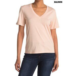 BALDWIN NWT CORE V-NECK S/S 100% COTTON PEACHSKIN TEE. MADE IN USA. SIZE XS
